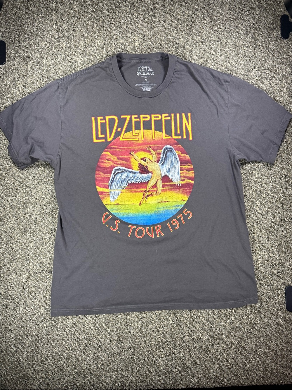 Led Zeppelin U.S. Tour 1975 Graphic Tee - Charcoal Gray
